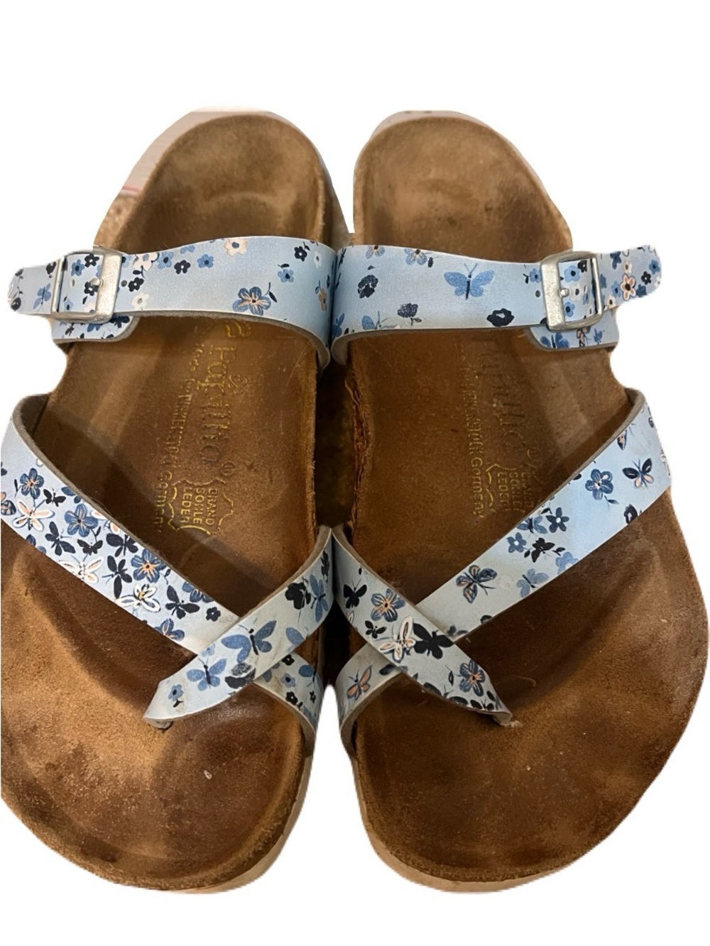Birkenstock Papillio Blue Butterflies Floral Sandals used condition 250 8-8.5